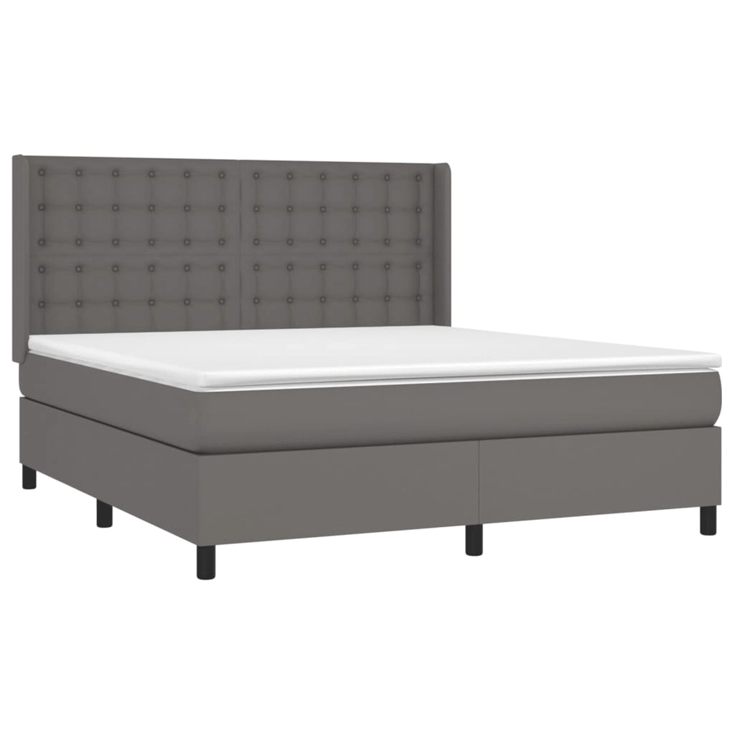 vidaXL Boxspringbett mit Matratze & LED Grau 180x200 cm Kunstleder 3139401 günstig online kaufen