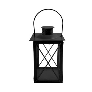 Schwarze Boltze Laterne Farol, 20 cm, quadratisch mit Tragegriff. Dekorative Innen- und Außenbeleuchtung.