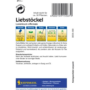 Kiepenkerl Maggikraut Liebstöckel Samenpackung mit Aussaat- und Erntehinweisen.