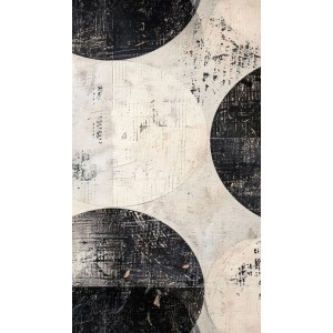 Fototapete Geometrisch Schwarz-Weiß-Beige mit Kreismuster im Used-Look.