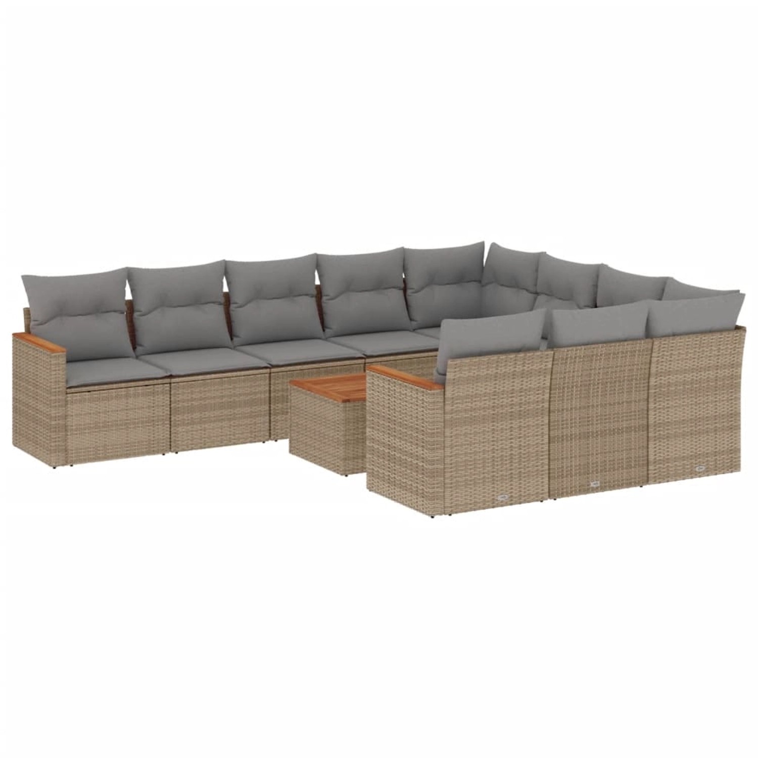 vidaXL 11-Tlg Garten-Sofagarnitur mit Kissen Beige Poly Rattan 3226346