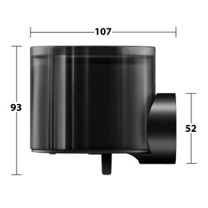 Keuco Lotionspender Reva Black Selection, 150 ml, in Schwarz-Matt mit Maßangaben.