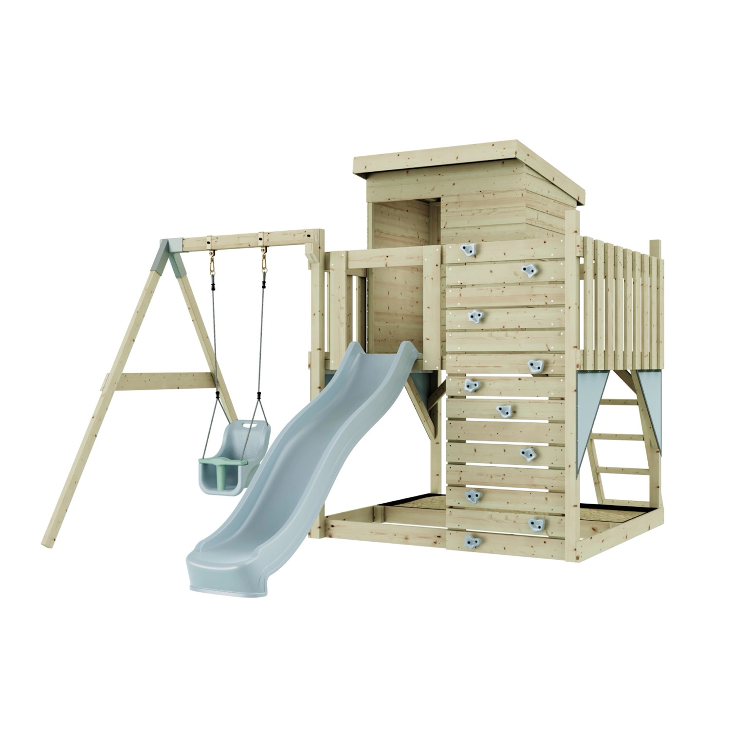 PolarPlay Spielturm Alma, mit Babyschaukel, Eisblau