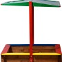Bunter Holz Sandkasten XL mit Dach (120x120x125cm), FSC®-zertifiziert.