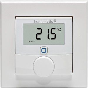 Homematic IP Wandthermostat mit Display, zur Steuerung der Raumtemperatur im Smart Home.