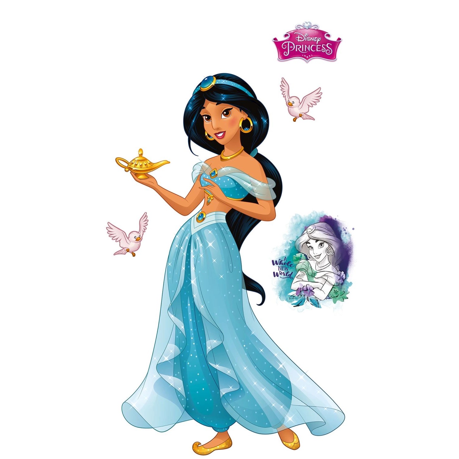 Disney Wandtattoo Prinzessin Yasmine Blau 127 x 200 cm 612739