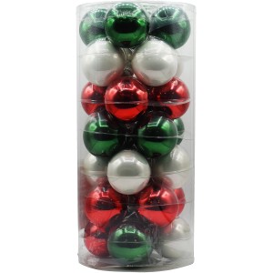 28-teiliges Weihnachtskugel-Set in Perlweiß, Rot und Tannengrün (Ø 6 cm).