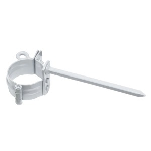 Weiße Inefa Rohrschelle DN 50 mit Schlagstift (110mm) zur Wandmontage.