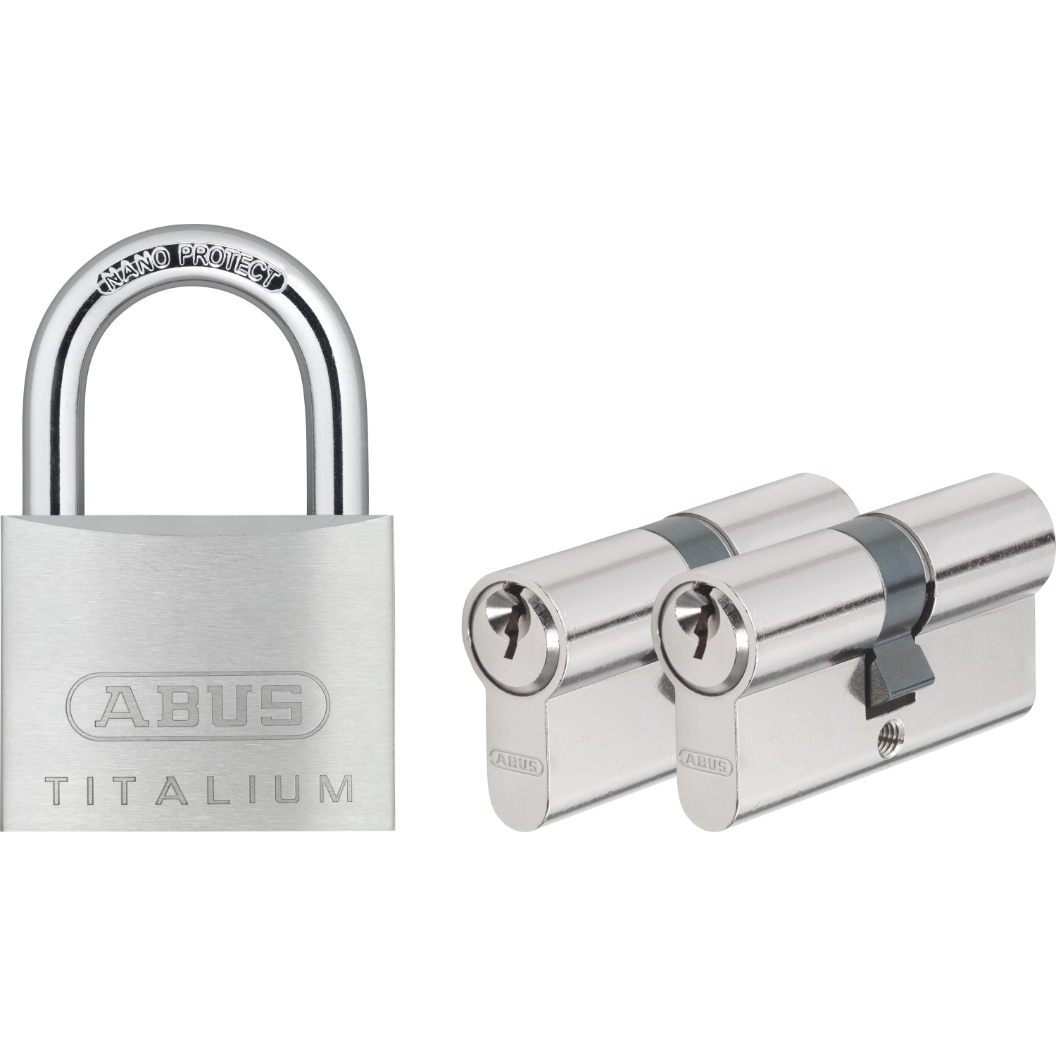 Abus Türzylinder-Set Profilschlüssel E50 (2 ST) und Titalium-Hangschloss 64ti/50