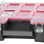 PROREGAL QBRICK Sortimentskasten One M Plus, Werkzeugkoffer mit transparentem Deckel und schwarzen Elementen.