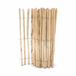 Stiltreu Staketenzaun aus Kastanie, 500x122cm, Lattenabstand 4-6cm. Naturzaun für Garten und Beet.