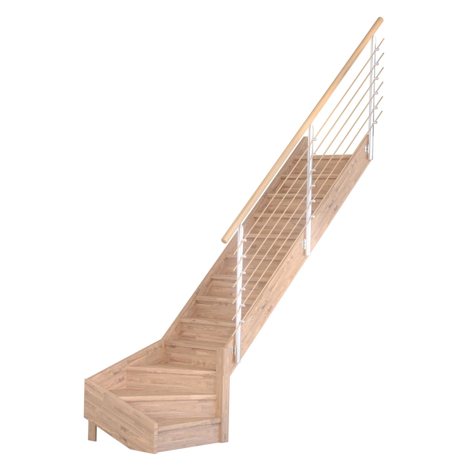 Treppe Mykonos Pro Eiche Gew. R 80 cm Setzstufen Design-Geländer-Holzstäbe günstig online kaufen