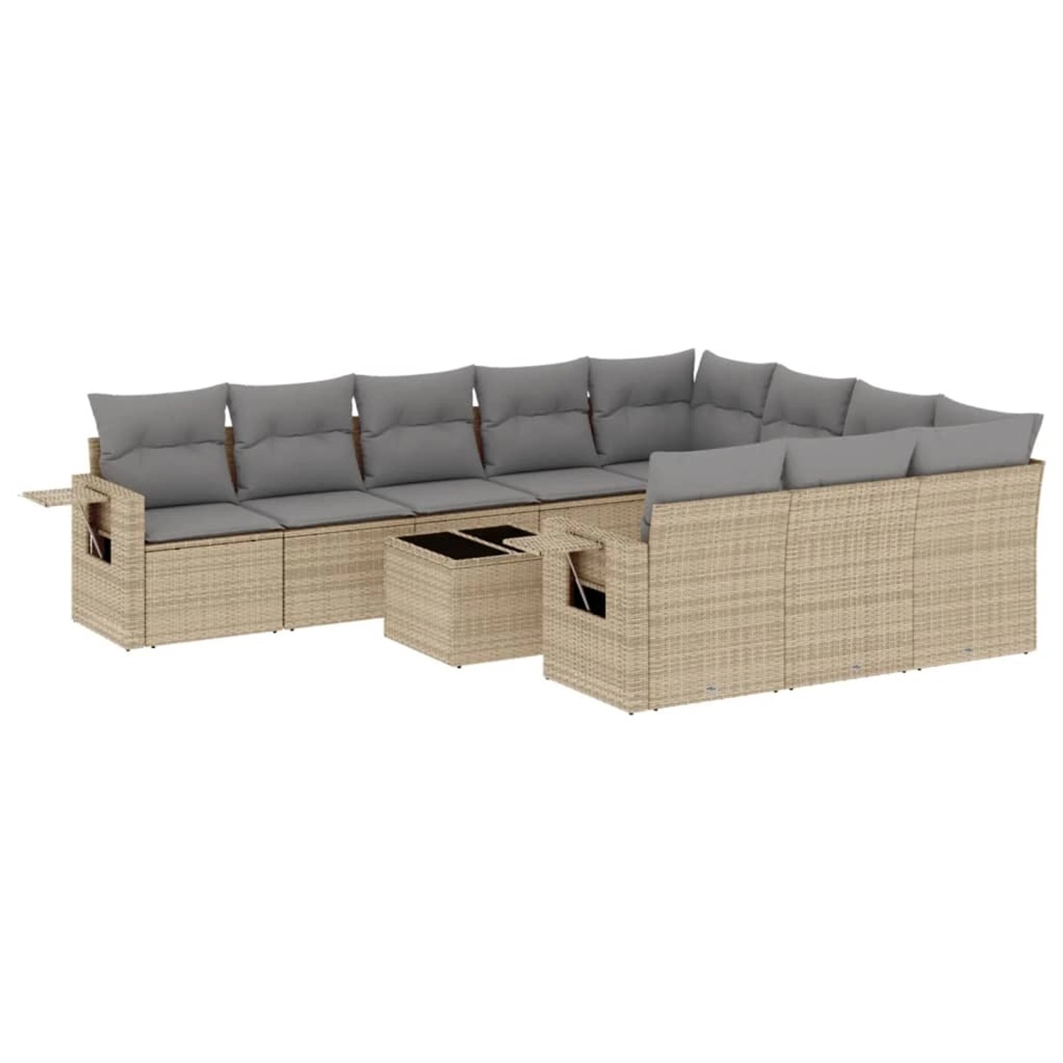 vidaXL 11-Tlg Garten-Sofagarnitur mit Kissen Beige Poly Rattan 3220698 günstig online kaufen