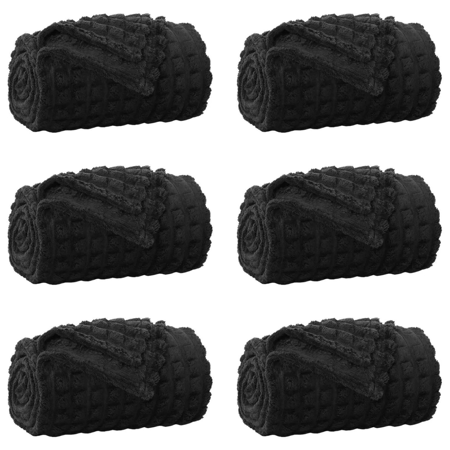 vidaXL Wohndecken 6 Stück Schwarz 240 x 220 cm Fleece 42016963