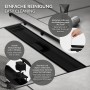 Schwarze LuxeBath Duschrinne 50cm 2in1 befliesbar, extra flach für barrierefreies Bad.
