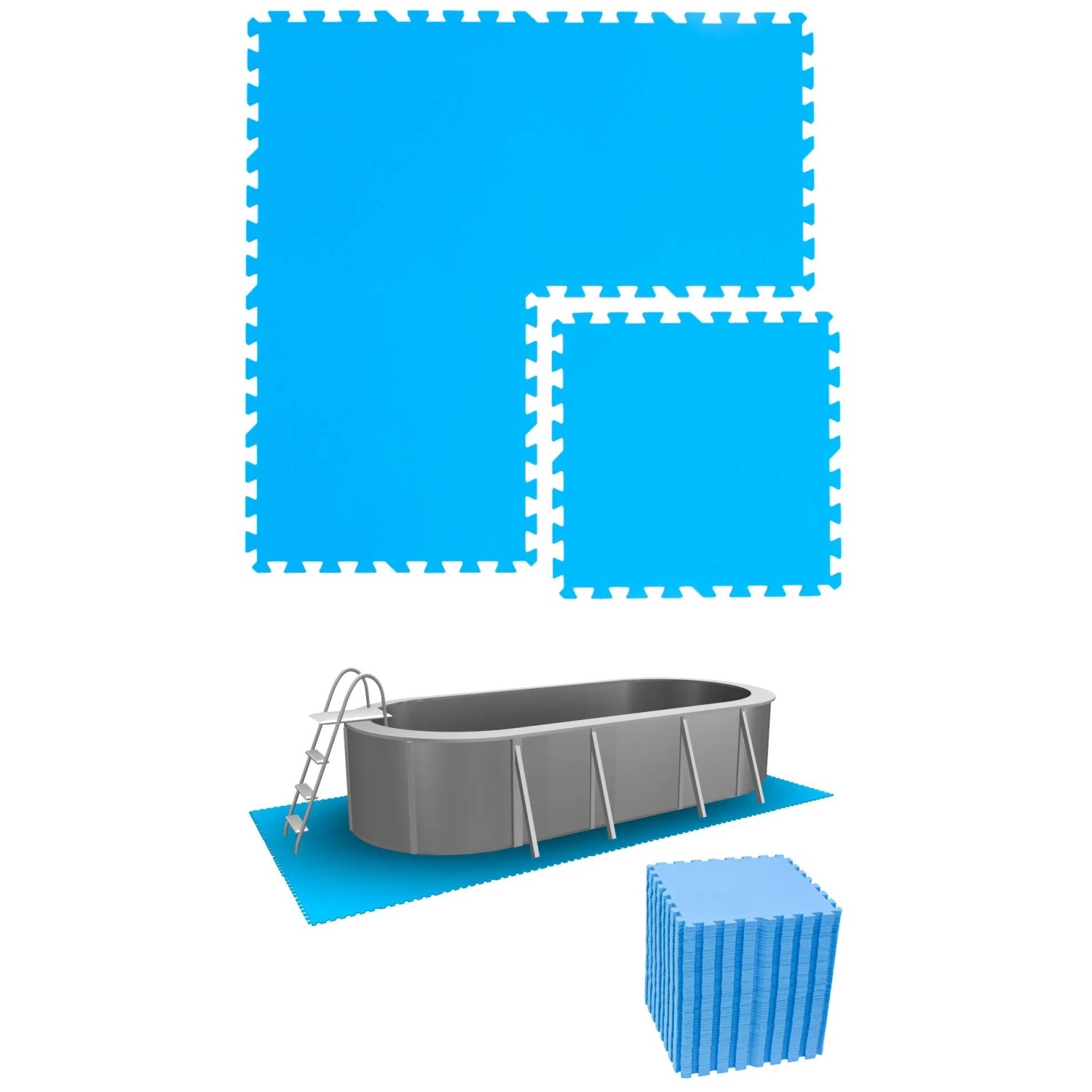 eyepower Poolunterlage 50 x 50 cm 52er Set Blau