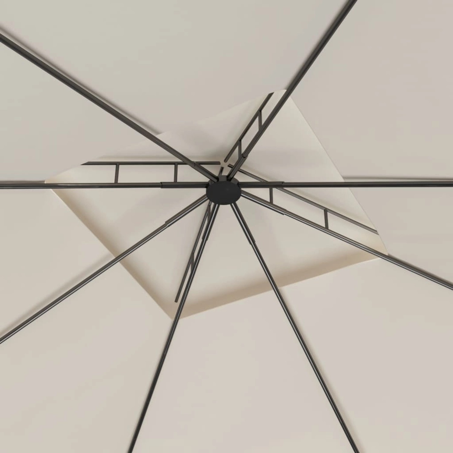 Detailaufnahme des creme-farbenen vidaXL Pavillons (3x3m) mit Stahlrahmen. Sonnenschutz für Garten & Terrasse.