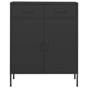 Anthrazitfarbener vidaXL Lagerschrank aus Stahl, 80x35x101,5 cm, mit 2 Schubladen und 2 Türen.