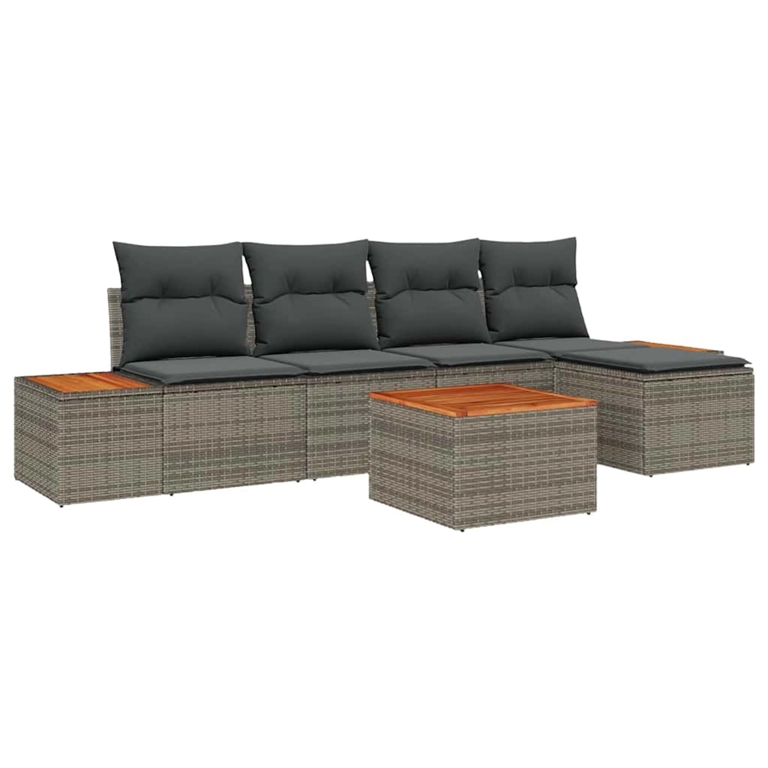 vidaXL Garten-Sofa-Set mit Kissen 6-Tlg Grau Poly Rattan 3348070 günstig online kaufen