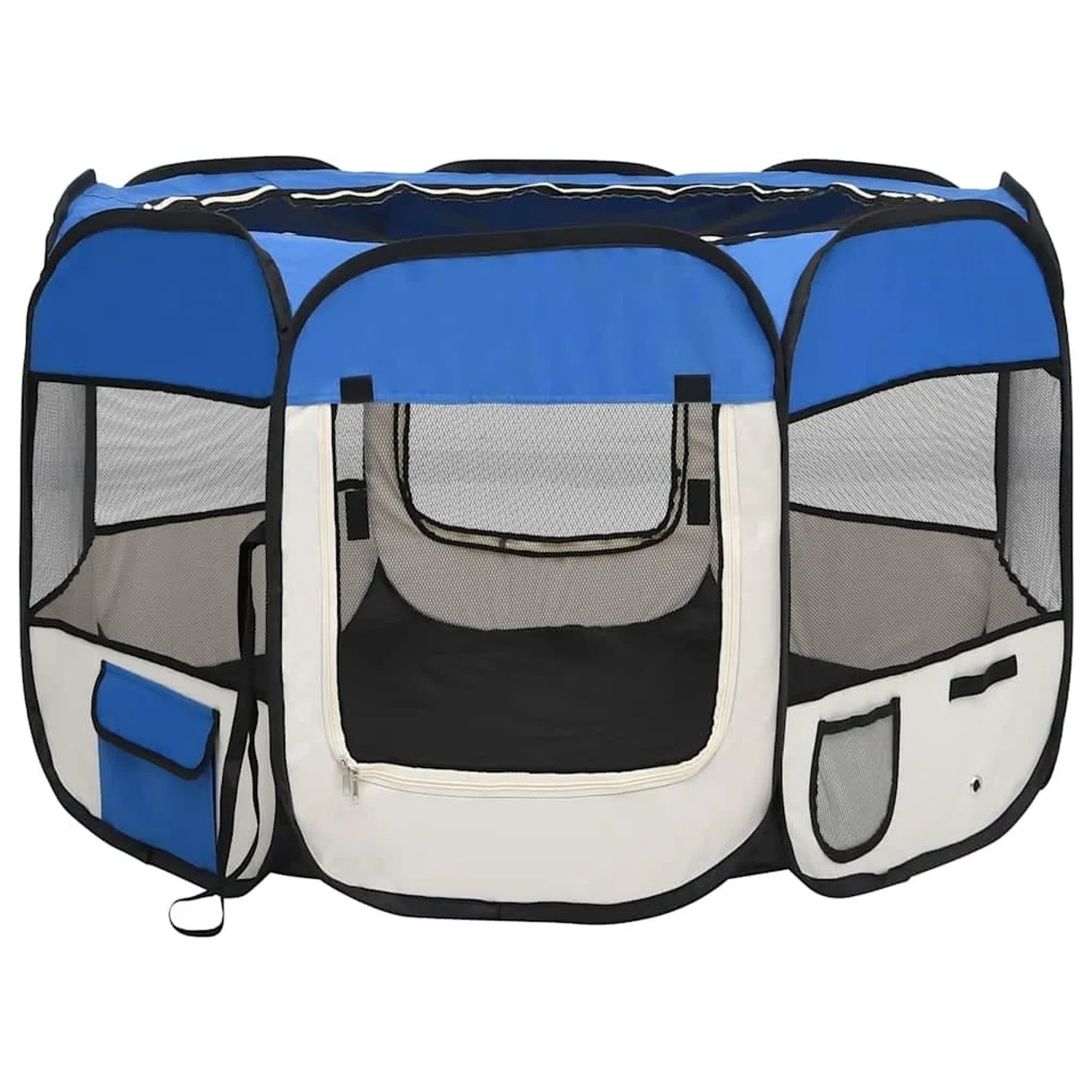 vidaXL Faltbarer Welpenlaufstall mit Tragetasche Blau 90x90x58 cm 171013