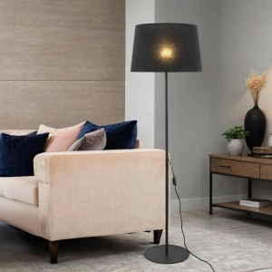 Licht-Erlebnisse Stehlampe Schwarz 148 cm Klein E27 Stoff Metall