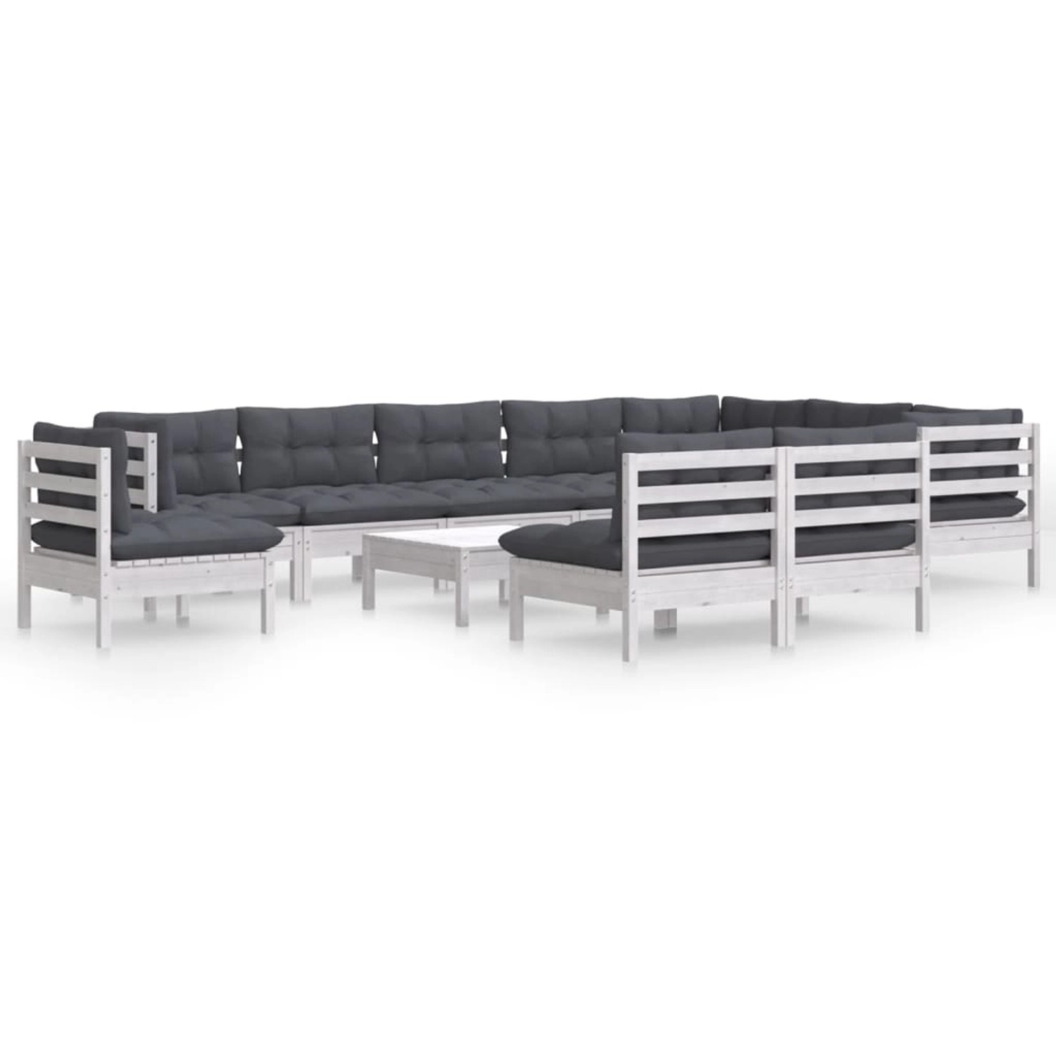 vidaXL 11-Tlg Garten-Lounge-Set mit Kissen Weiß Kiefer Massivholz 3096762 günstig online kaufen