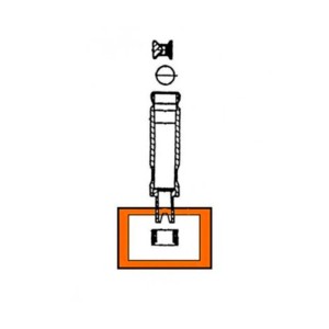 Zeichnung einer schwarzen Gummidichtung für Ich-Zapfe Keg-Verschluss Korb-Fitting von Micro Matic Hiwi.