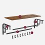 Songmics Wandgarderobe Barnet-old, braun-schwarz, mit Ablage, Kleiderstange und 5 Haken.