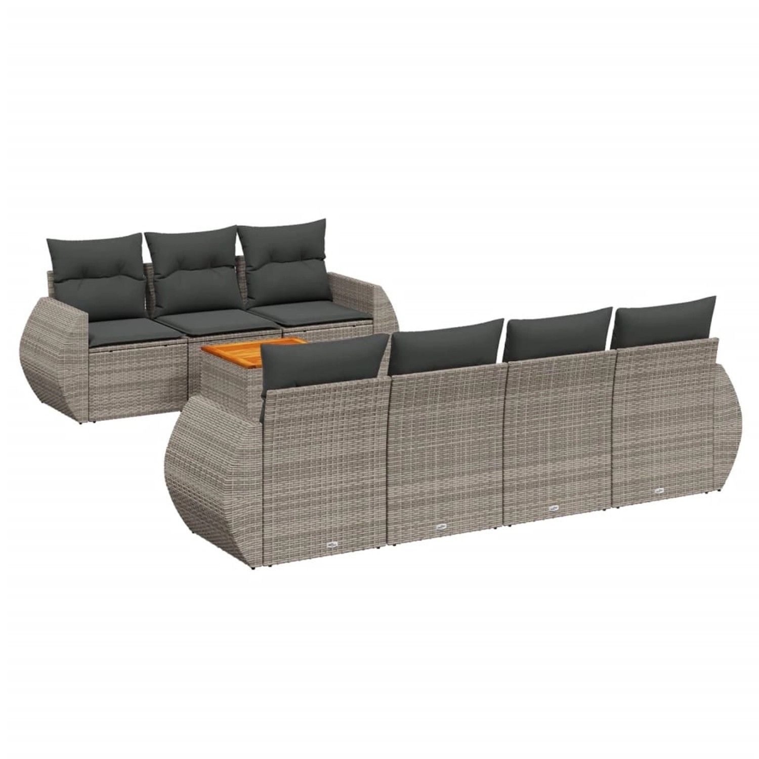 vidaXL 8-Tlg Garten-Sofagarnitur mit Kissen Grau Poly Rattan 3257243 günstig online kaufen