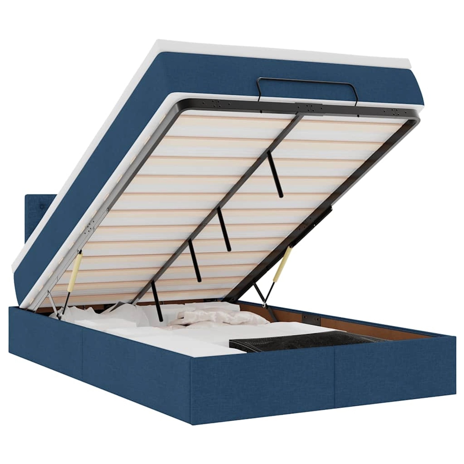 vidaXL Ottoman-Bett mit Matratze Blau 120x200 cm Stoff 3311621