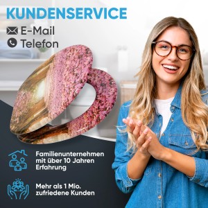 Sanilo WC-Sitz Romantik mit Absenkautomatik, Holz-Toilettendeckel mit Blumenmuster.