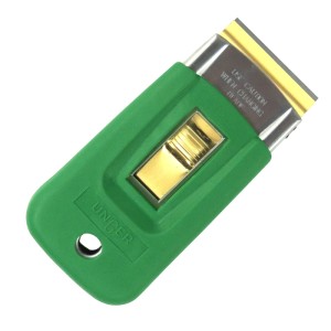 Unger ErgoTec Sicherheitsschaber, 4 cm, grün, mit Klinge. Reinigungsgerät für Glas und Glaskeramik.