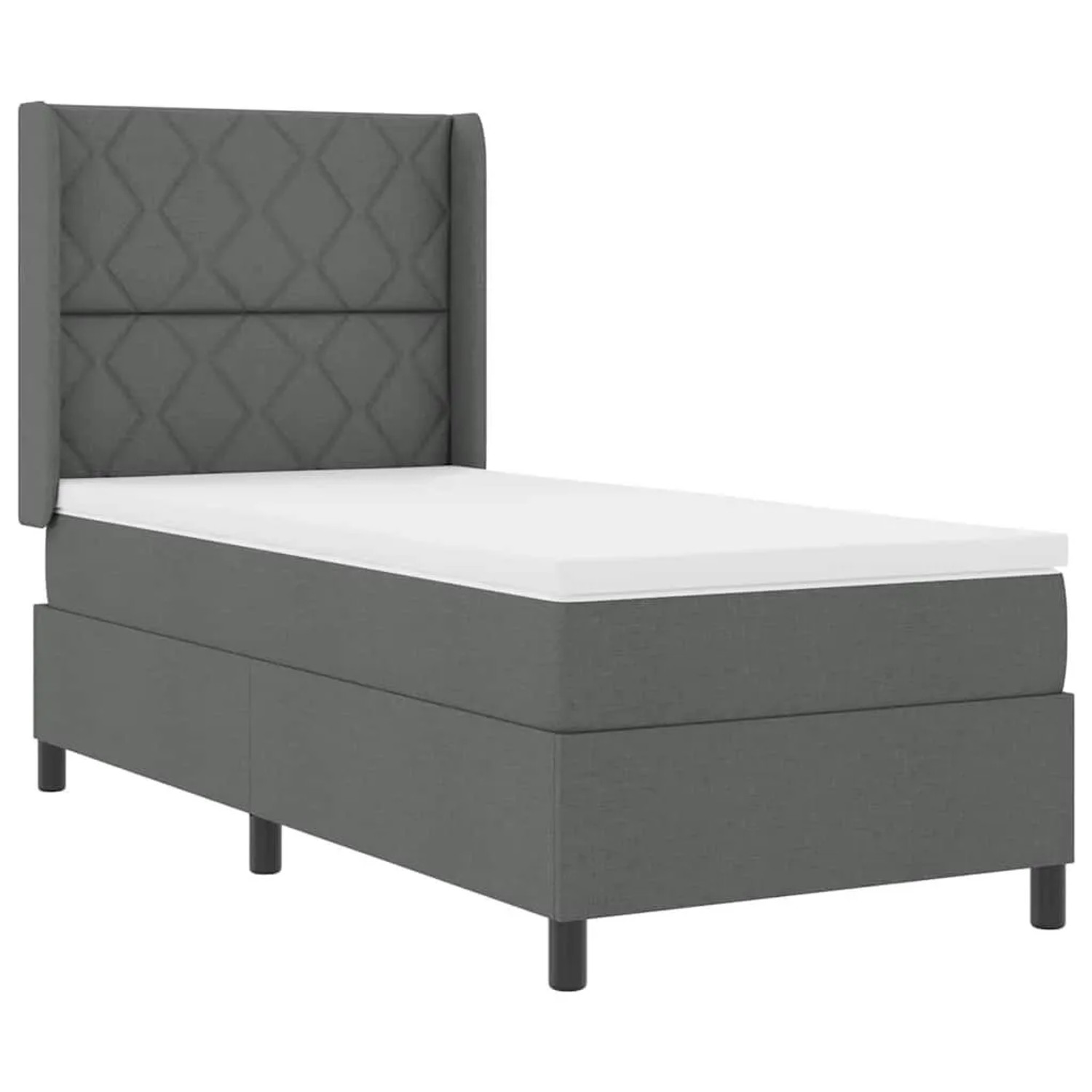 vidaXL LED Boxspringbett mit Matratze Dunkelgrau 100 x 200 cm Stoff 3343554