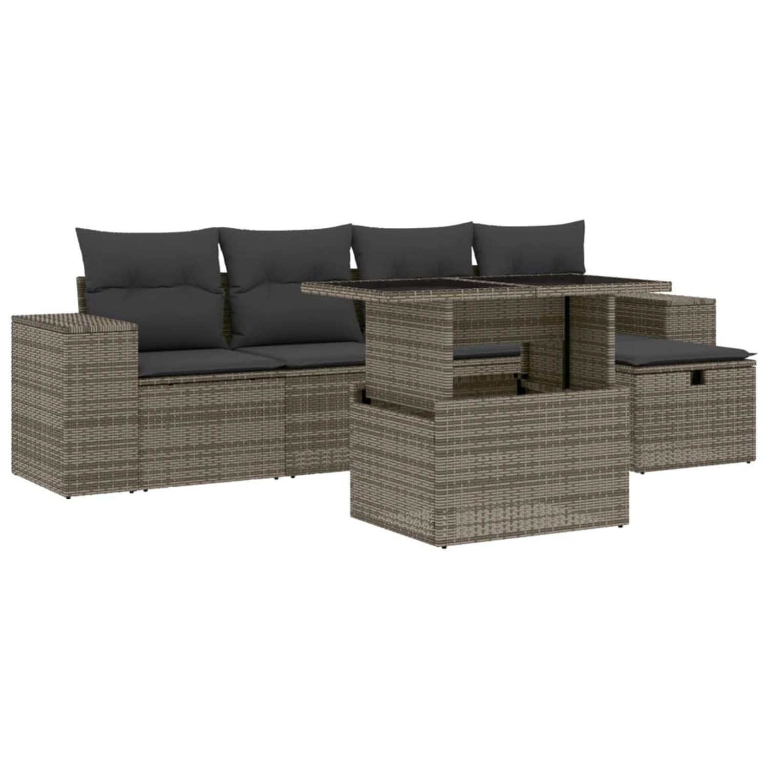 vidaXL 6-Tlg Garten-Sofagarnitur mit Kissen Grau Poly Rattan 3275290 günstig online kaufen