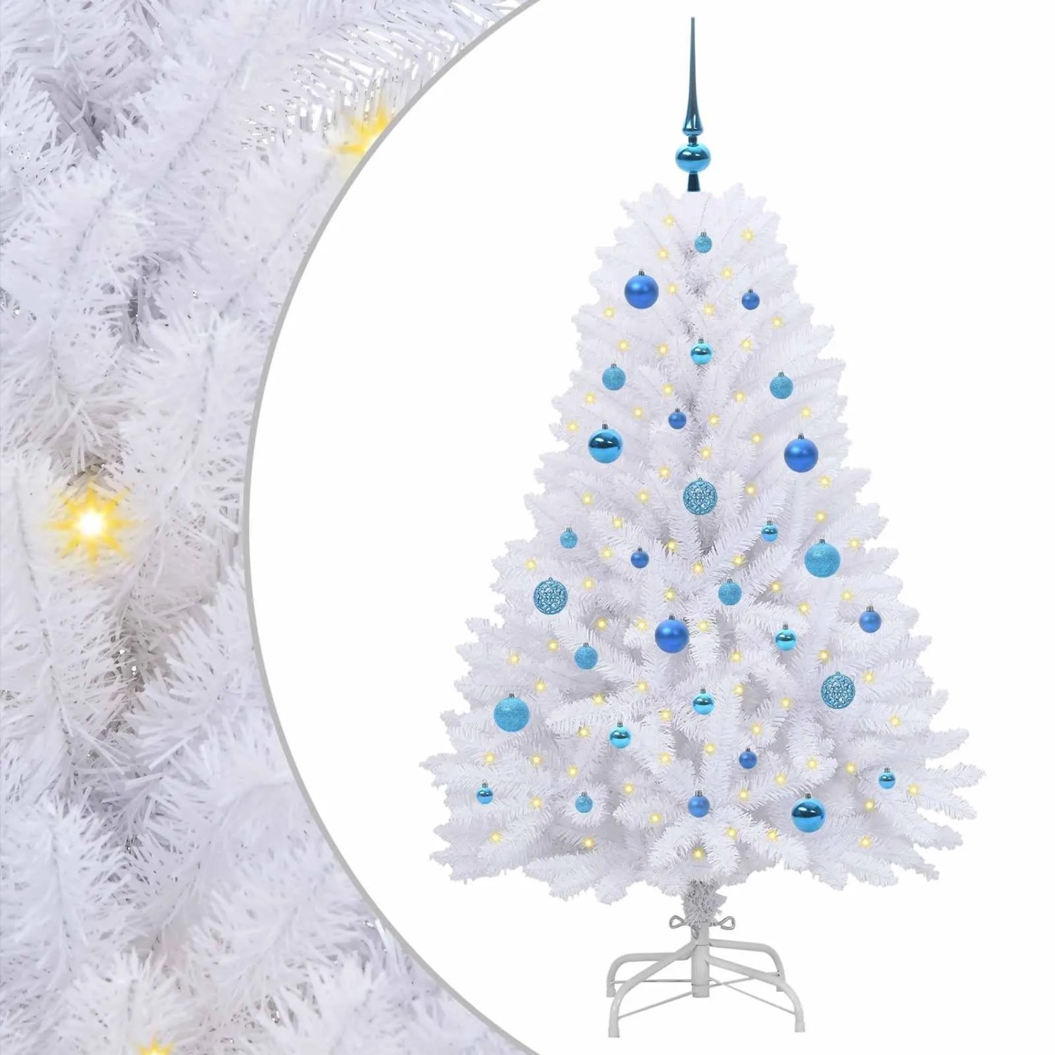 vidaXL Künstlicher Klappbarer Weihnachtsbaum Weiß 150 cm PVC und Stahl 3426592