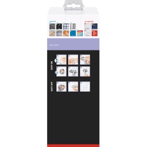 Verpackung des Tesa WC-Bürstenhalters Moon Schwarz Matt mit Montageanleitung.