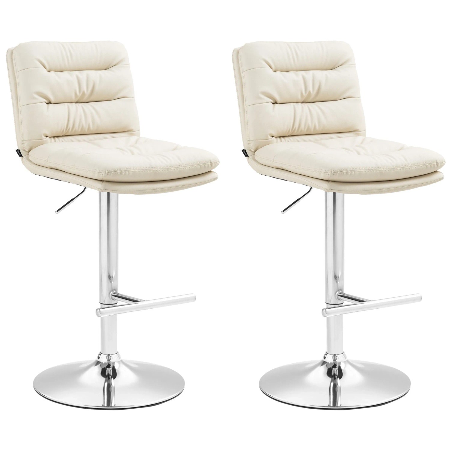 DELUKE Barhocker 2er Set TURIN Creme Kunstleder Chrom Barstuhl Mit Lehne Tresenhocker Tresenstuhl