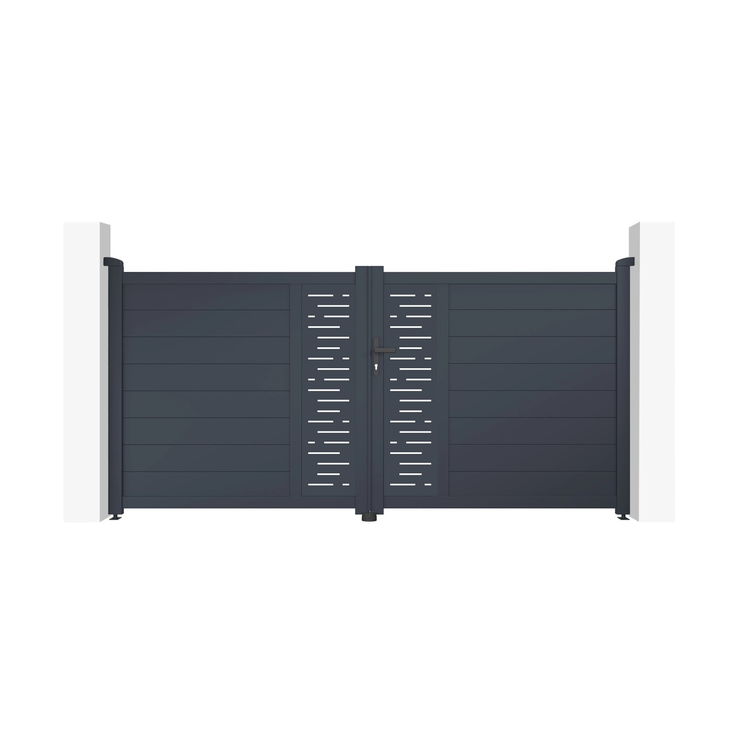 Casanoov Flügeltor 3M Arlberg H 140Cm & 2 Pfosten H 166Cm Aluminium Grau günstig online kaufen