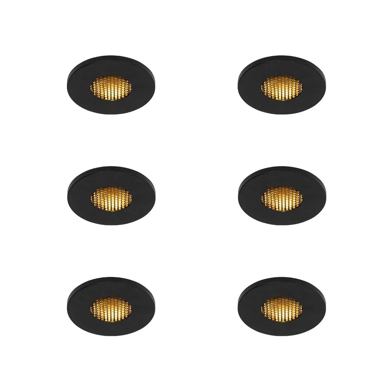 QAZQA Set mit 6 Modernen Badezimmer Einbaustrahlern Schwarz IP54 Shed Honey