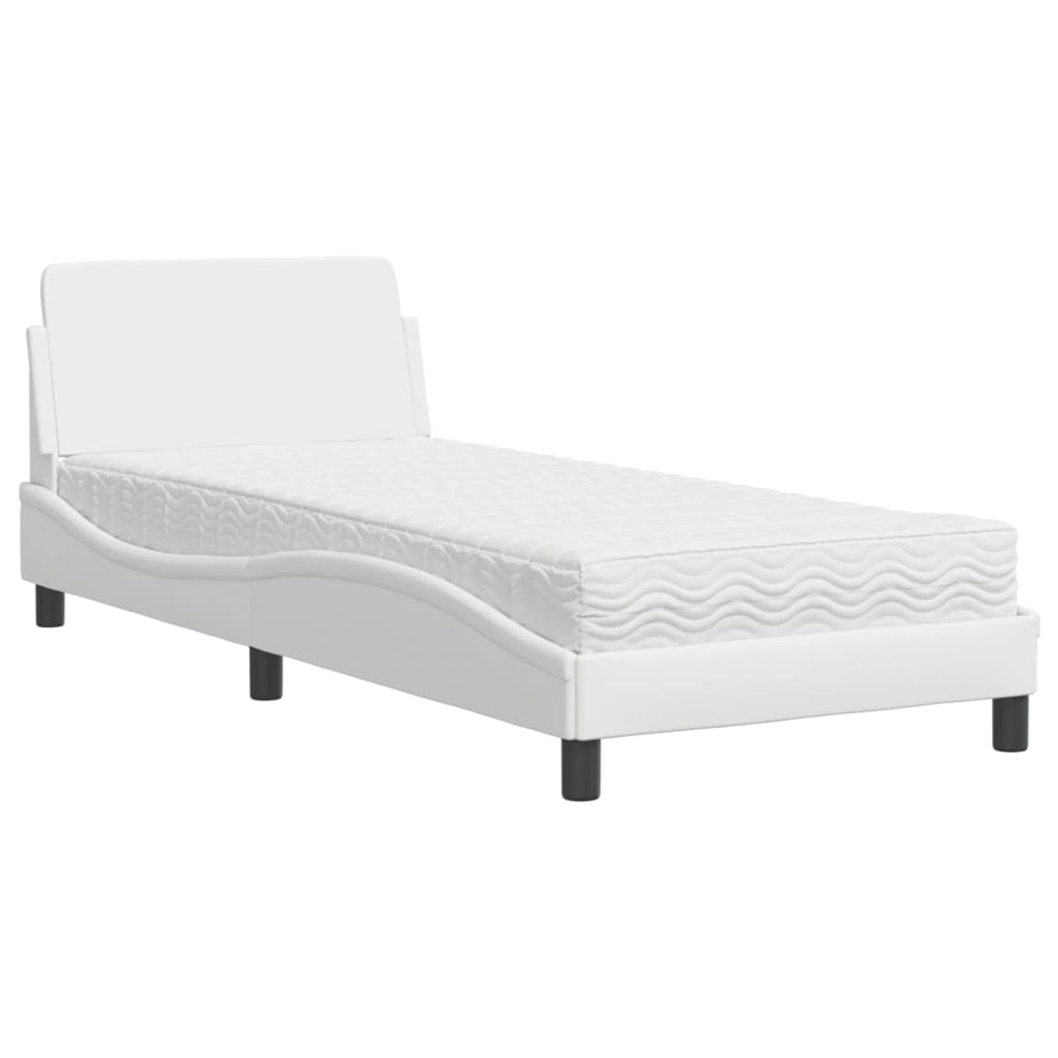 vidaXL Bett mit Matratze Dover Weiß 80x200 cm Kunstleder 3208298