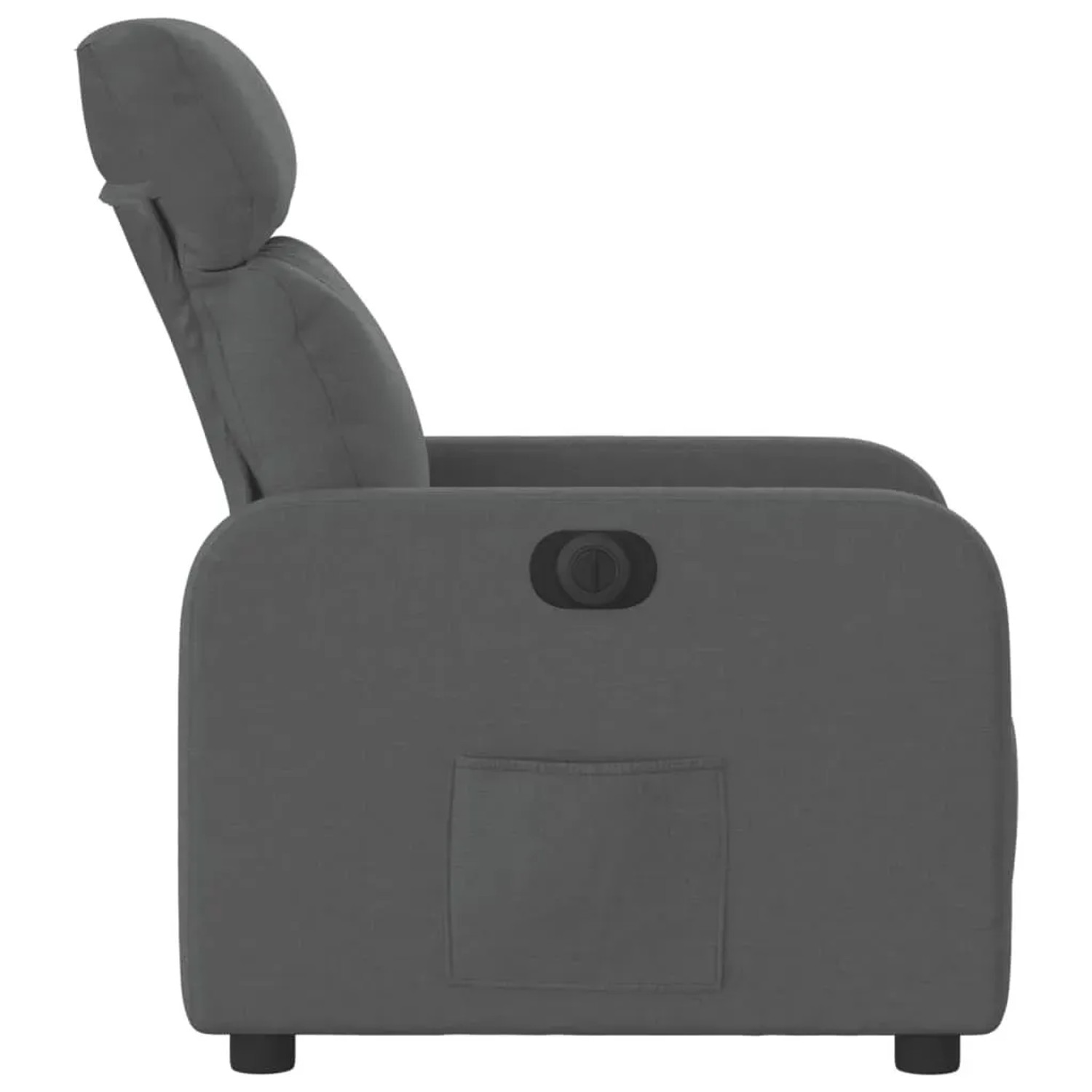 Dunkelgrauer, elektrischer Relaxsessel vidaXL aus Stoff, Seitenansicht.