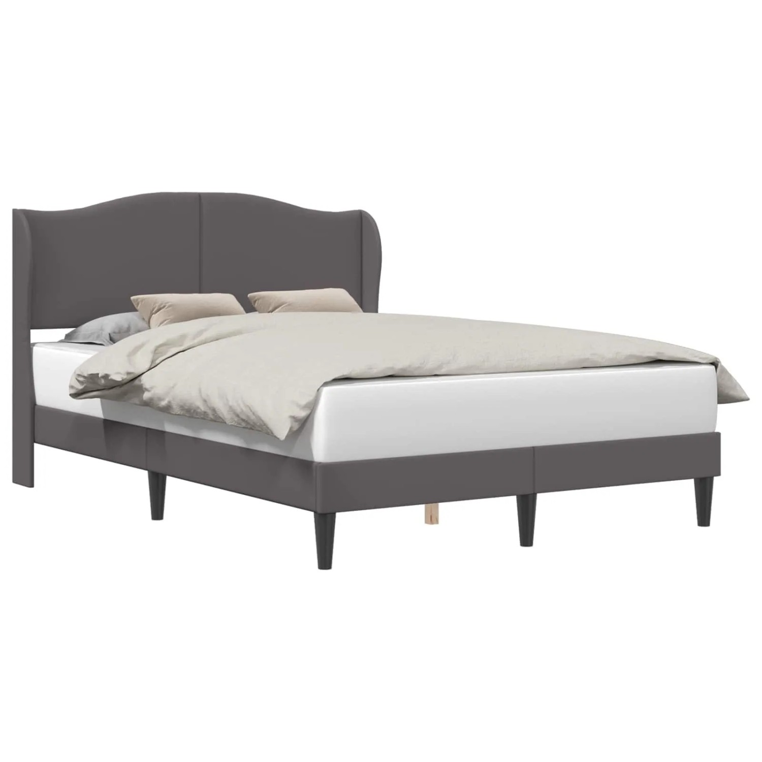 vidaXL Bettrahmen mit Kopfteil Grau 140 x 190 cm Kunstleder 42027852
