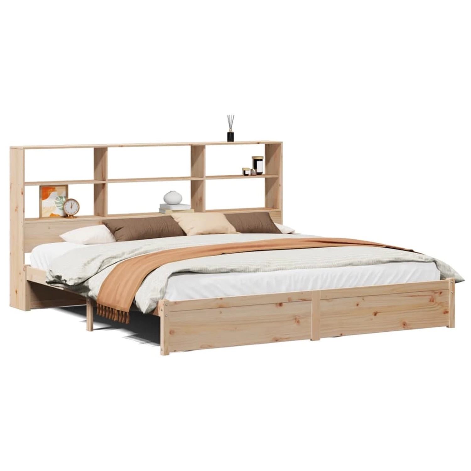 vidaXL Massivholzbett mit Regal ohne Matratze 180x200 cm Kiefer 3322399 günstig online kaufen