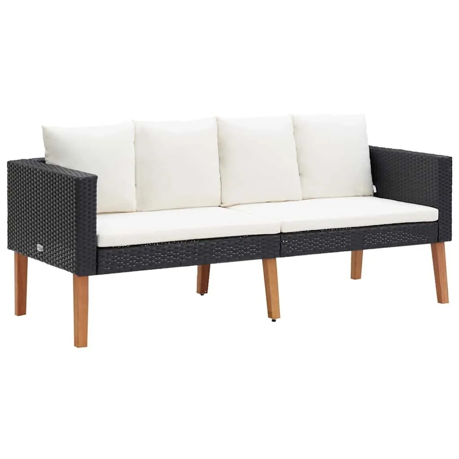 vidaXL 2-Sitzer-Gartensofa mit Auflagen Poly Rattan Schwarz 310216