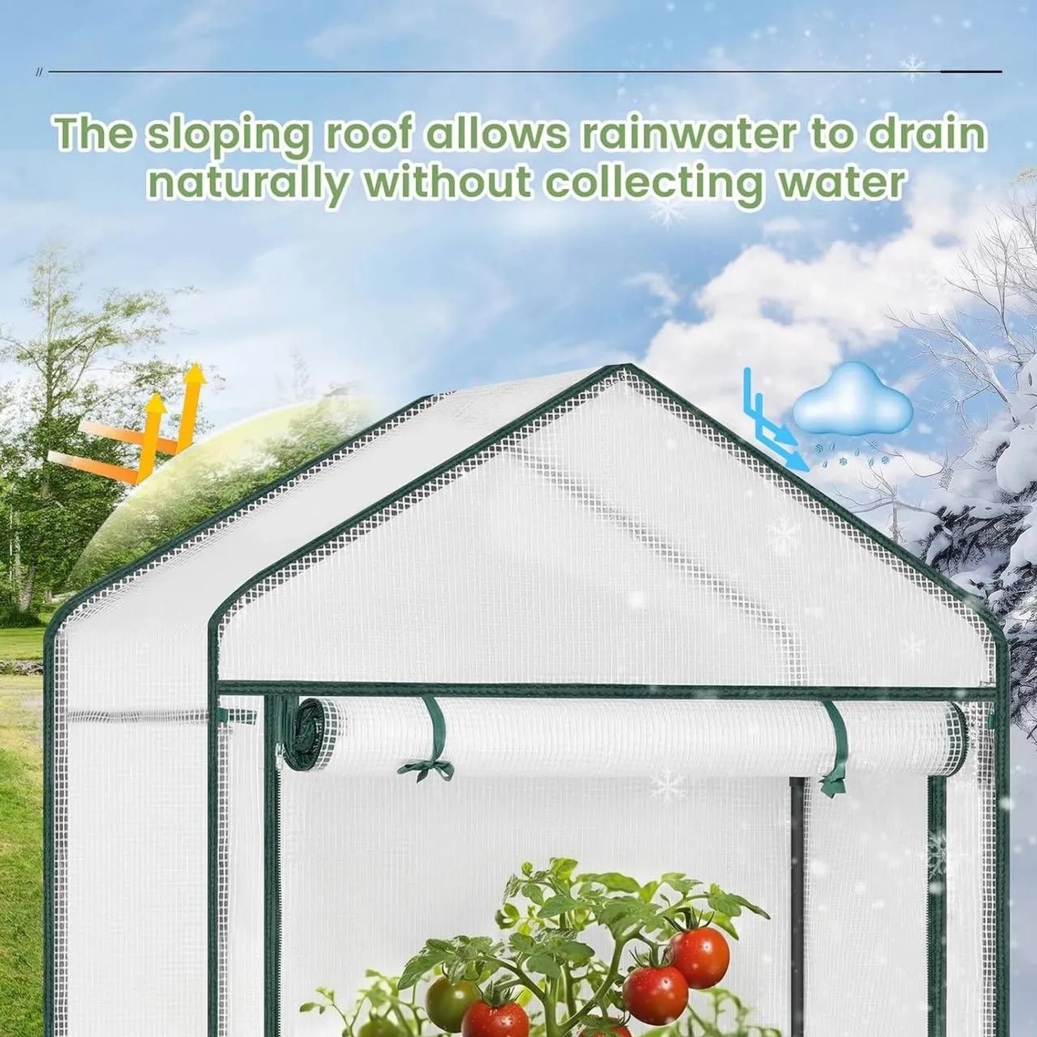 WOLTU Foliengewächshaus Treibhaus Gartenhaus Gewächshaus 100x50x190cm Weiß_6