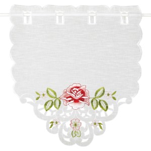 Weinrote Arsvita Fenstergardine mit Rosen-Stickerei, 35x40 cm, für eine gemütliche Atmosphäre.