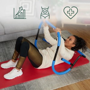 Relaxdays Bauchtrainer AB Roller Stahl PE Blau Schwarz Rutschfest 68,5 cm x 69 cm x 65 cm 2,9 kg