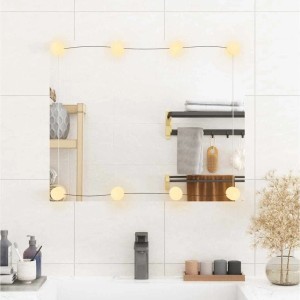 vidaXL Wandspiegel mit LED-Leuchten 50x60 cm Glas Rechteckig 3189155