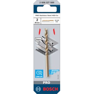 Bosch Spiralbohrer Pro Stainless Steel, 2mm, für Metall und Edelstahl.