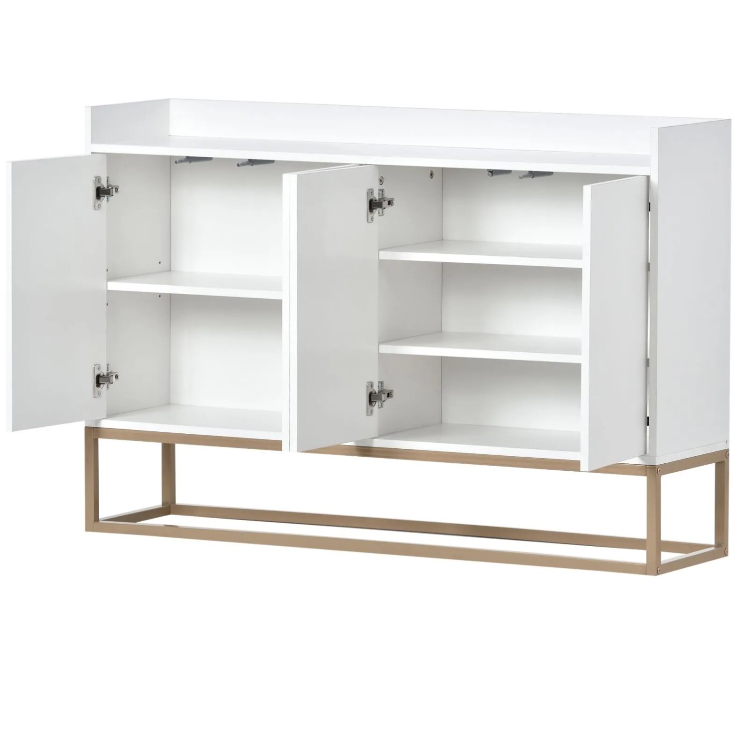 PXloue Sideboard Buffet  4-Türiger Griffloser Buffetschrank in Weiß 120x30x80cm